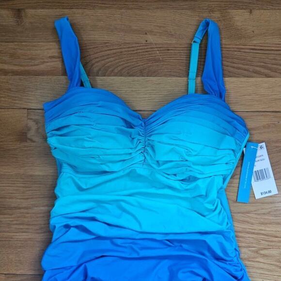 Bleu By Rod Beattie Shirred Underwire One-piece Swimsuit - Surf Bleu Size 10 - Picture 6 of 13